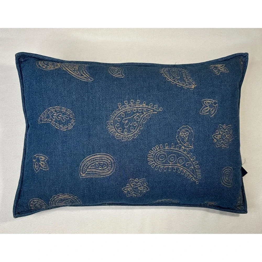 Woolrich Denim‎ Blue Pillow Paisley Stitch Rectangle 18